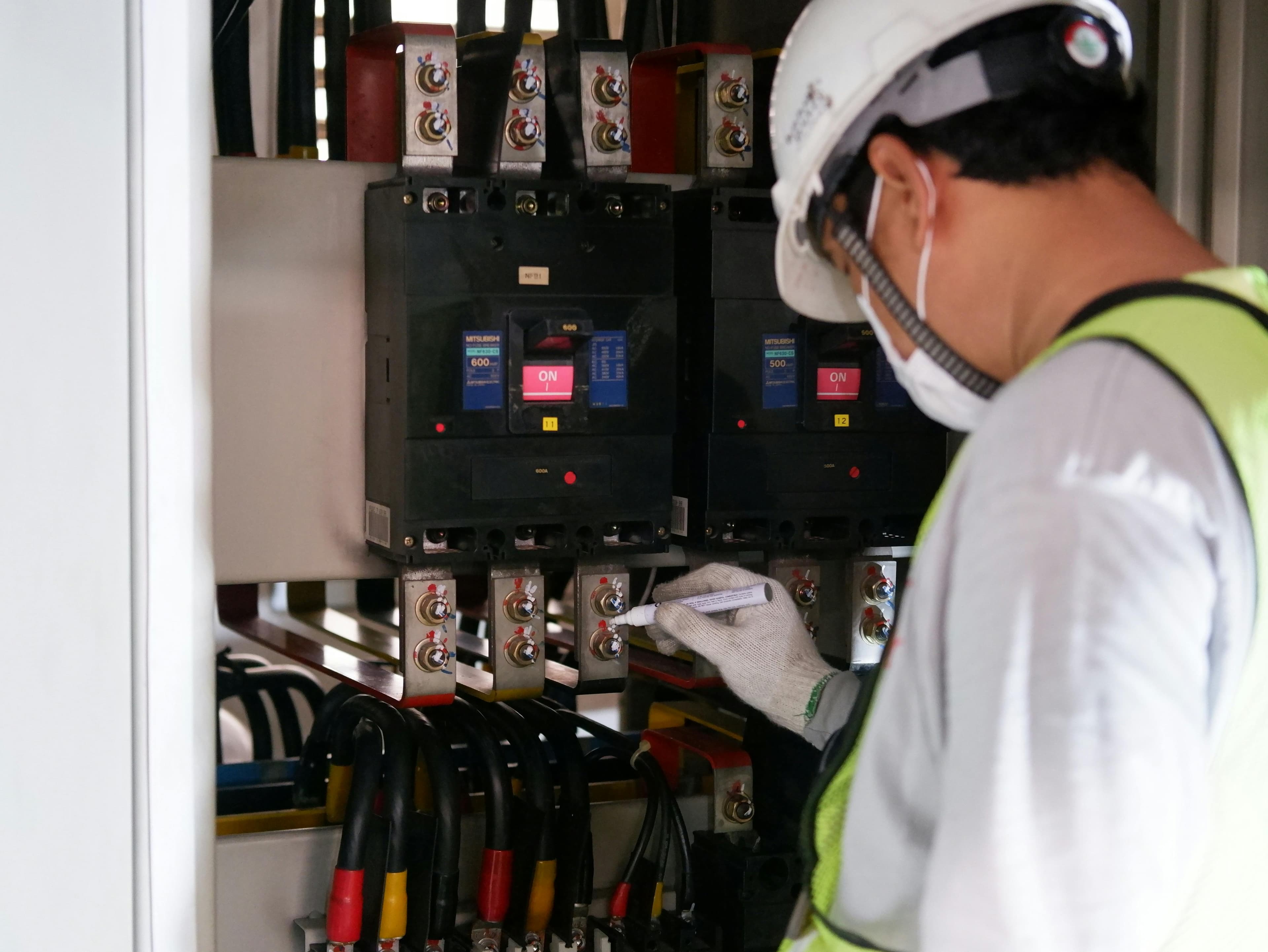 Electrical control panel showing modern switchgear installation